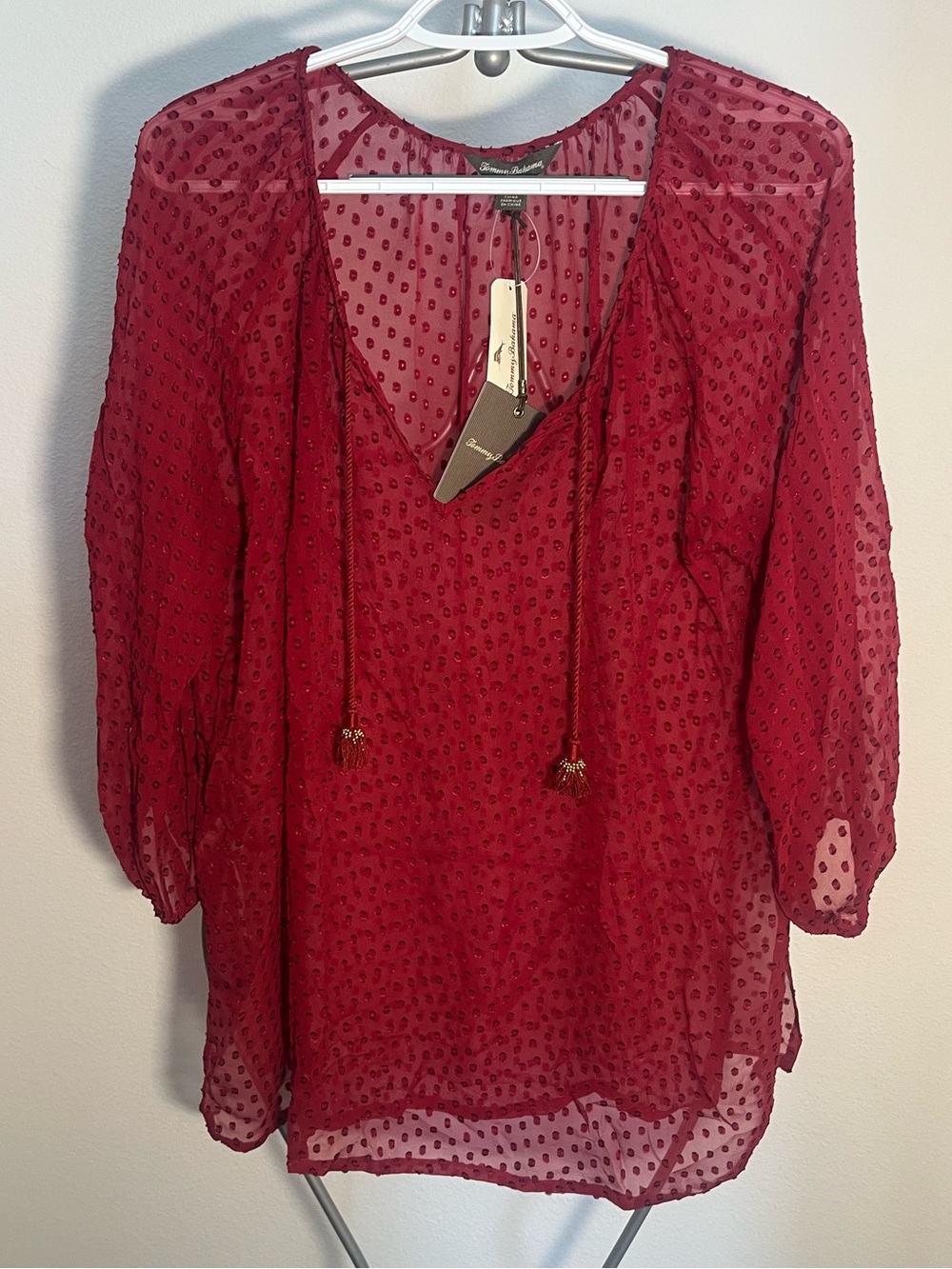 Tommy Bahama Silk Blend Sheer Dot Top